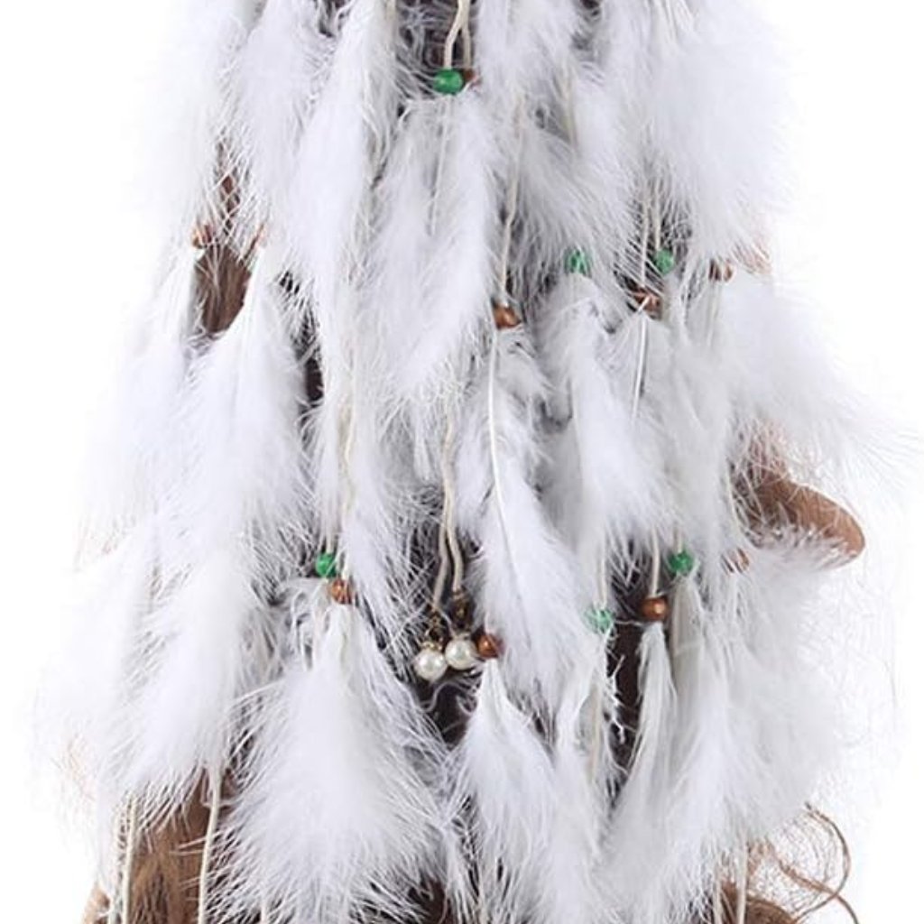 Feather Headband White Fake Pearl Hippie Indian Boho Hair Bands Tassel Bohemian
